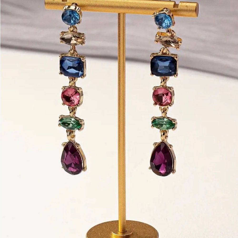 💙 NEW multicolored crystal drop dangle fashion earrings 💙
